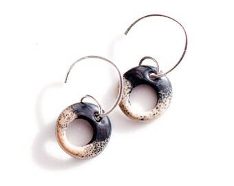 Small 1/2 Inch (13mm) Disc Enamel Earrings, Copper Enamel Glass, Handmade Sterling Silver Ear Wires, Torch Fired Enamel, Minimalist Earrings