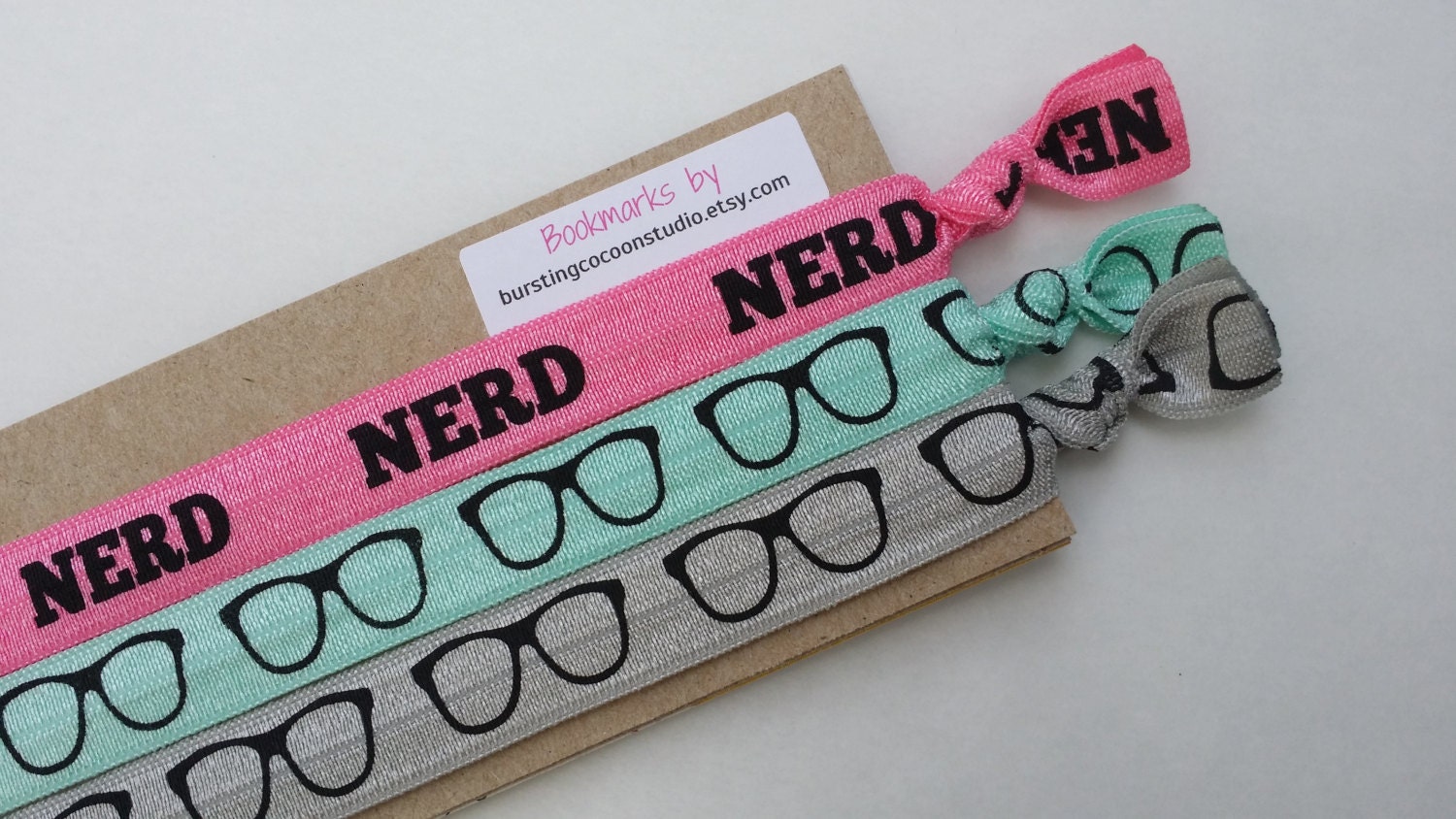 Nerd bookmarks set of 3 elastic non slip bookmark glasses