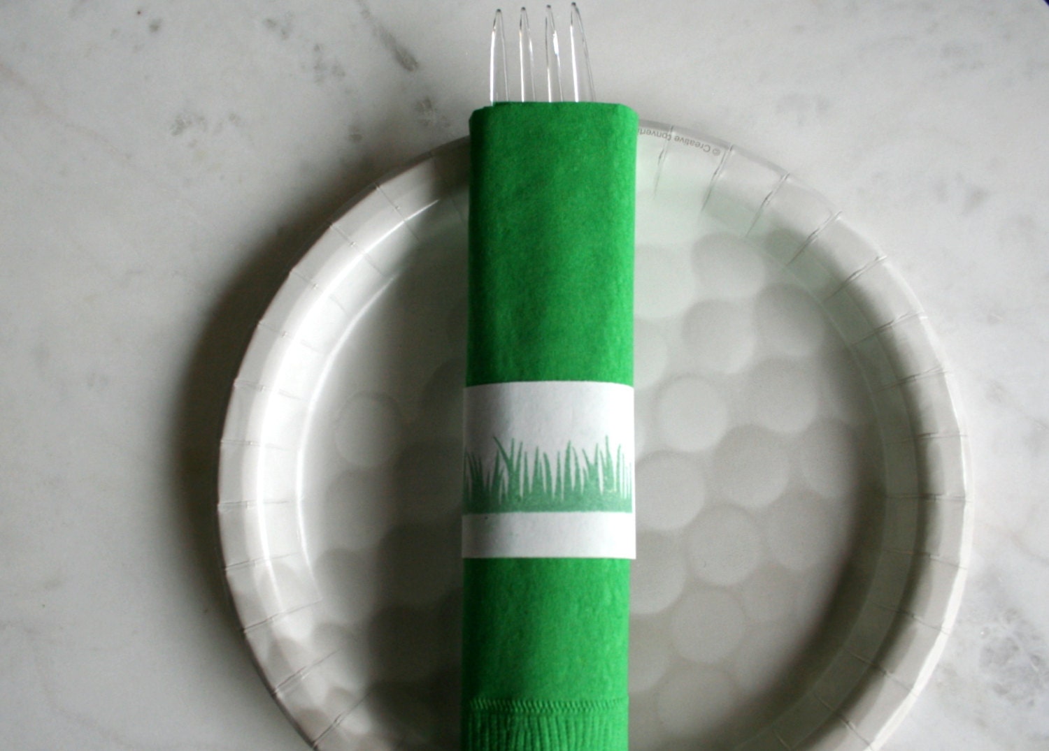 Golf Party Theme Golf Ball Plates and Grass Napkin Wraps