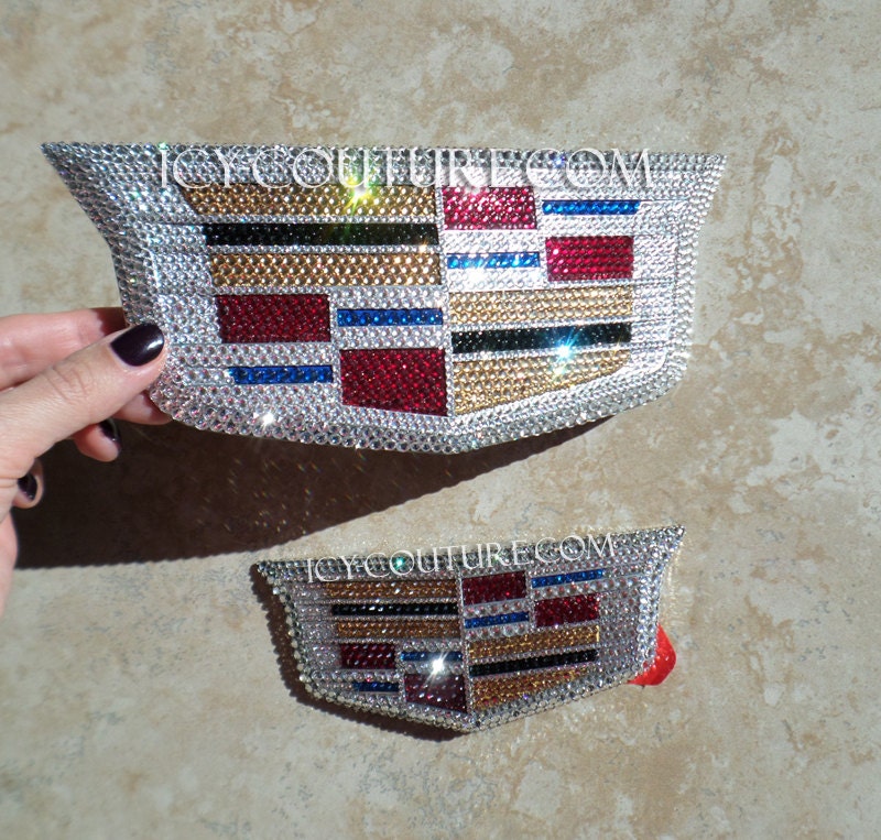 NEW Style Cadillac Logo Bling Emblems Swarovski Crystals