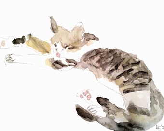 Print from original watercolor painting 'My name is Tigrou"