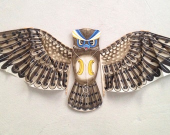 Vtg CHINESE Hand Made OWL KITE In Original Box Artisan 1980s - Mint Condition !
