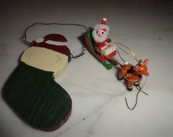 Lot of vintage christmas ornaments santa