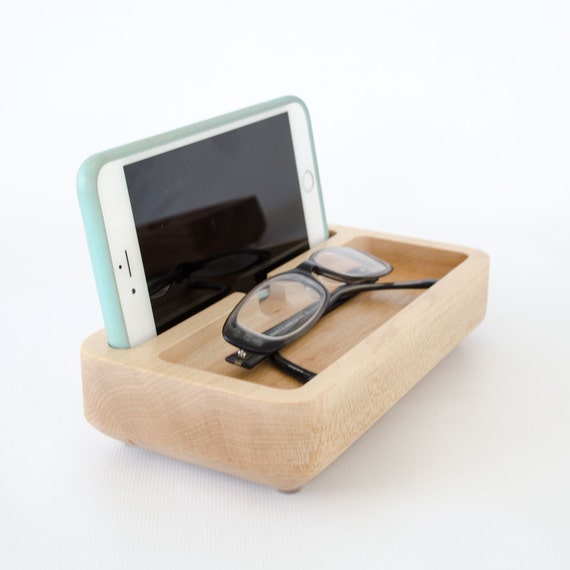 Maple iPhone Dock Small Nightstand Caddy Wood Charge