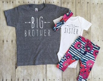 Big brother shirt and little sister set, sibling shirts, pregnancy announcement shirt