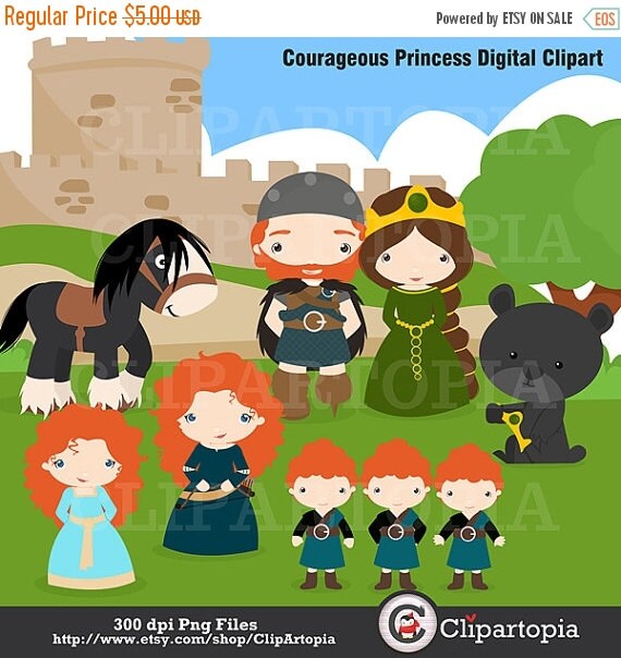 50% OFF SALE Courageous Princess Digital Clipart / Brave Princess Clip Art For personal and commercial use / INSTANT Download Il_570xn