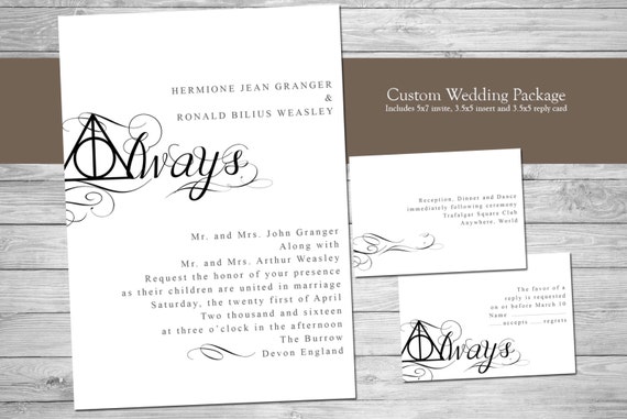 Harry Potter Wedding Invitation Always Digital Files