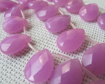 13x18mm Fuschia Dyed Jade Faceted Teardrop Bead S79
