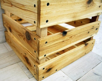 Reclaimed Cedar Milk Crate 20" x 20" x 12" . . . (aka modern farmhouse box, storage crates, wooden crates, photo prop, shabby chic basket)