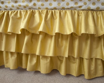 Classic Metallic Gold Crib Cot Skirt