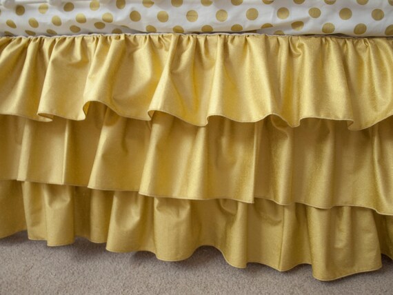Classic Metallic Gold Crib Cot Skirt 100% Cotton