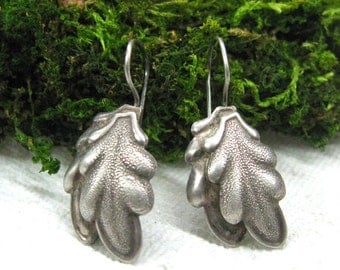 Oak Leaf earrings Celtic jewelry Druid symbol tree leaf jewelry Russian vintage silver plated earrings heathen earring pagan druid jewellery