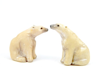 Glow in the Dark Polar Bear, Hand-Sculpted Figurine, Christmas Bear, Glow in the Dark Polymer Clay