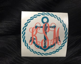 Personalized Anchor Monogram Decal for yeti cup, tumbler, coffee mug, wine glass, car window, laptop, cell phone/tablet case, boat