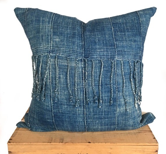 20 Vintage Indigo Mud Cloth Pillow Cover Mudcloth by OneFineNest
