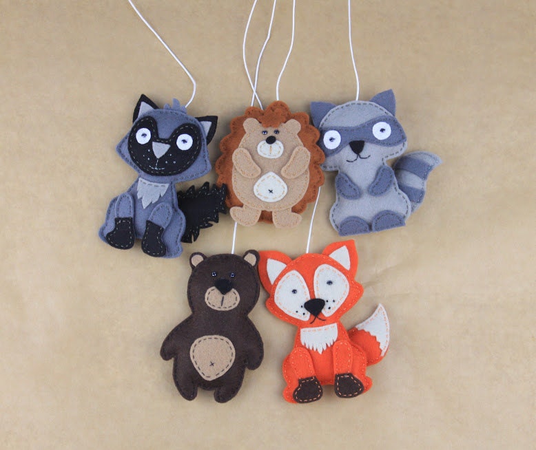 Woodland animals felt ornaments crib mobile kit woodland