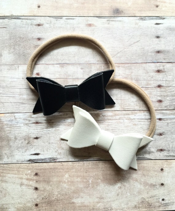 Leather Bow Headband.Leather Baby by RosesandPolkadots on Etsy