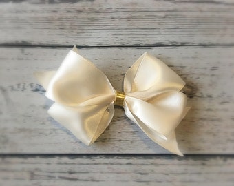 Ivory and gold hair bow