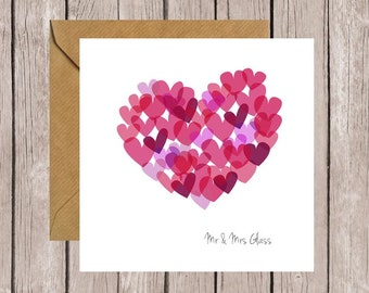 Personalised Multi Heart Wedding/Engagement/Anniversary/Valentine Card
