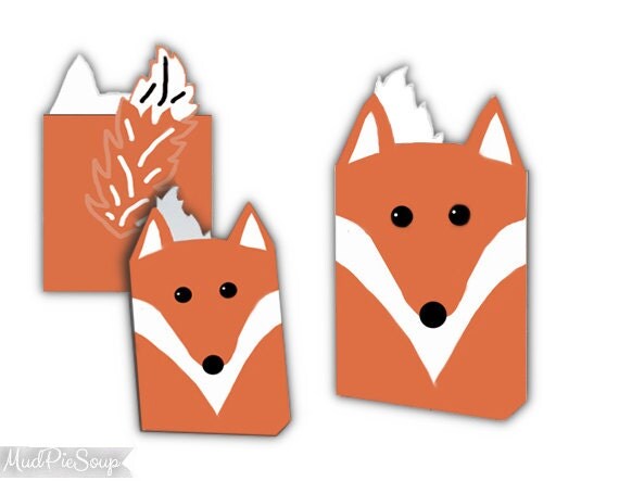 Printable Fox Box Woodland Party Favor Boxes Birthday Baby