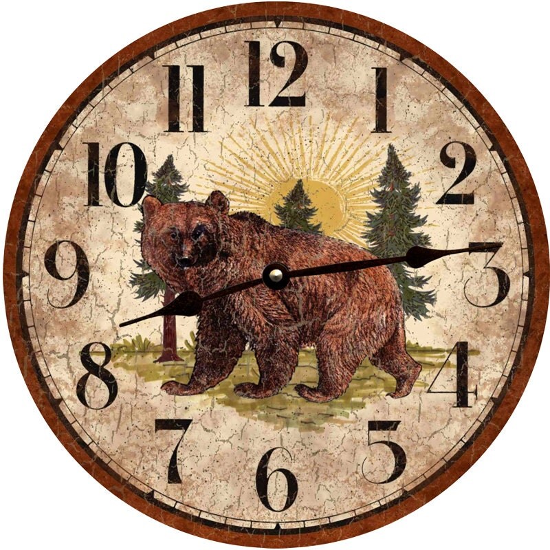 Rustic Bear Clock