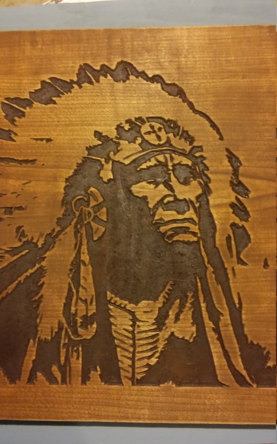 Native American Indian Wood Carved Wall Art Hanging