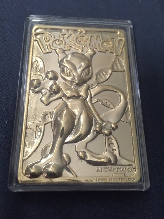 23K Gold Plated Mewtwo Pokemon Card From Burger King in
