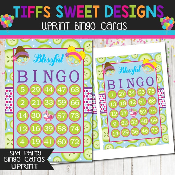 Spa Party Bingo Cards Blissful Bingo Cards Instant