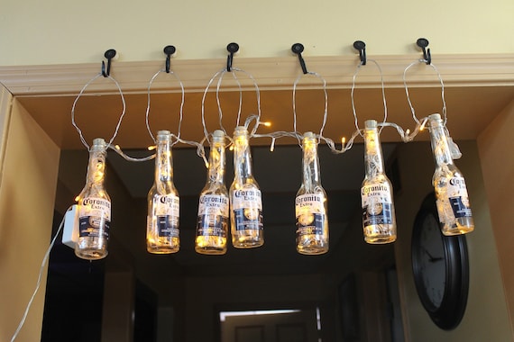 Set of 7-7 oz Corona Bottles LED String Lights Man