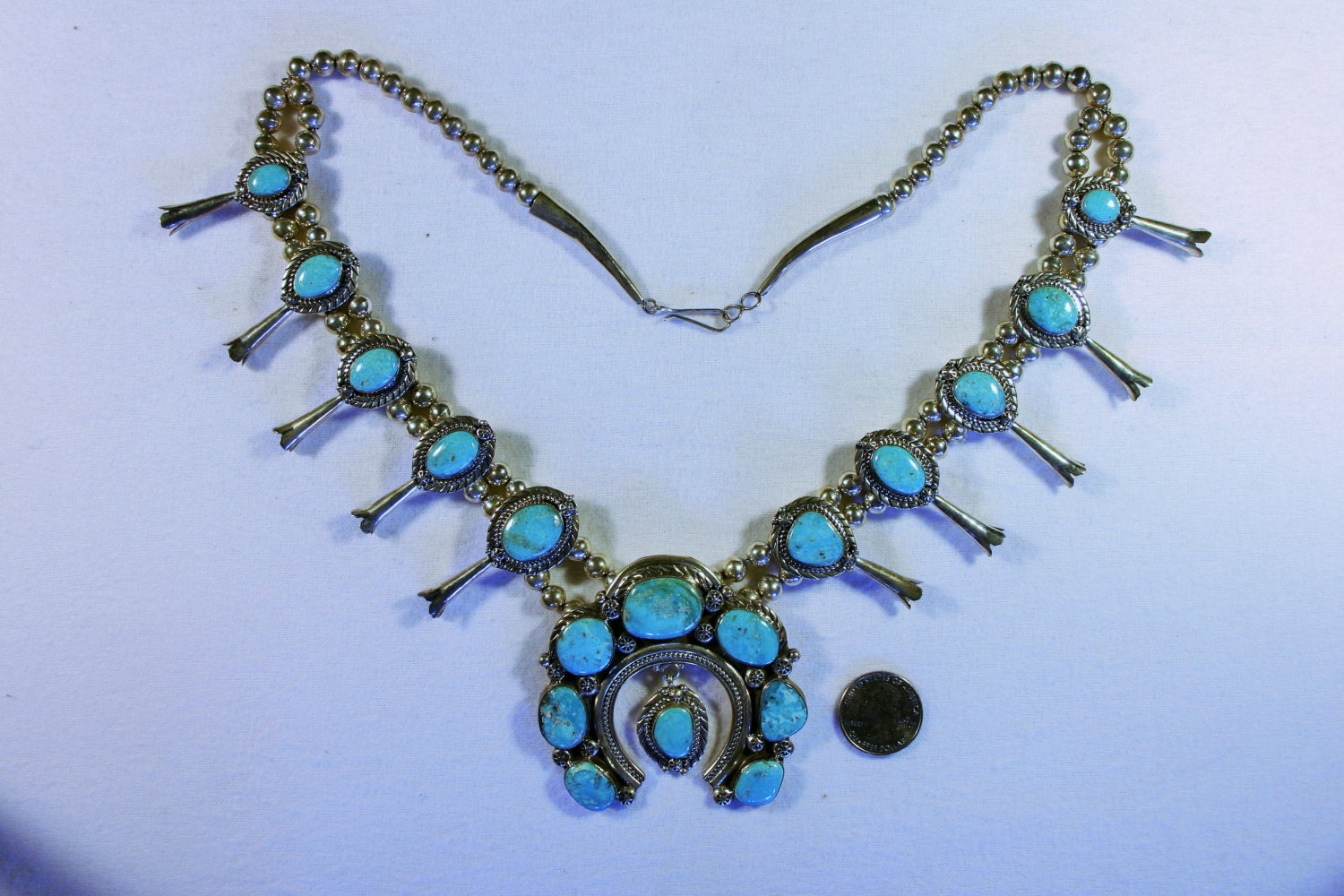 RESERVED Native American Indian Squash Blossom Necklace