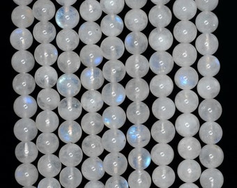 6-7mm Aura Rainbow Moonstone Gemstone Grade A White Round 6-7mm Loose Beads 16 inch Full Strand (90183580-142)