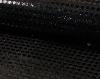 6mm Sparkling Sequin Fabric Material Glitter Sparkle - 6mm sequins - 115cm wide BLACK