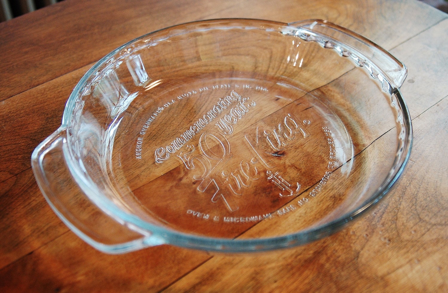 Fire King 50th Anniversary Clear Glass Pie Plate Anchor