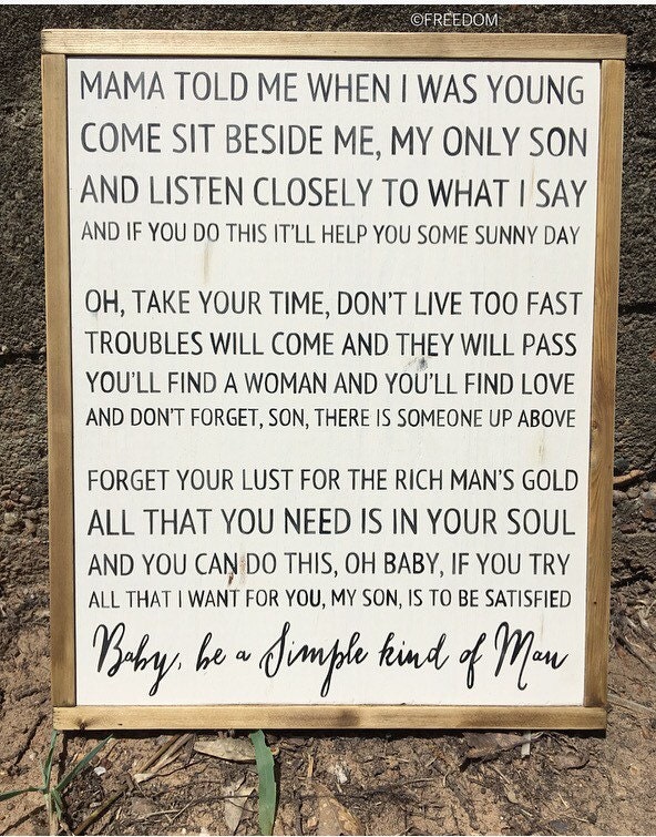 Simple Man Lyrics signFarmhouseHandpainted by FreedomDesignsCo