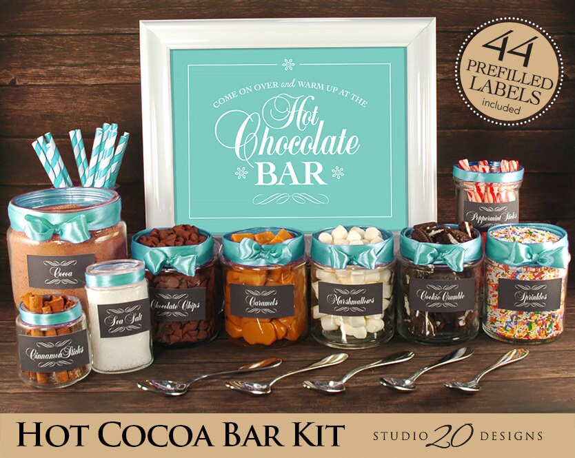 Instant Download Aqua Hot Chocolate Bar Kit Printable Mint