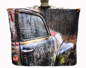 Old Truck Tapestry, Vintage Chevy Wall Art, Truck Wall Decor, Boys Room, Garage Art, Man Cave Decor, Rusty Truck, Chevrolet Tapestry, Blue