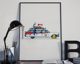 Ghostbusters 'Ectomobile Cadillac' Wheel Clamp Limited Edition Art Print