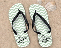 Custom Beach Flip Flops, Bridal beach flip flops, Chevron monogrammed ...