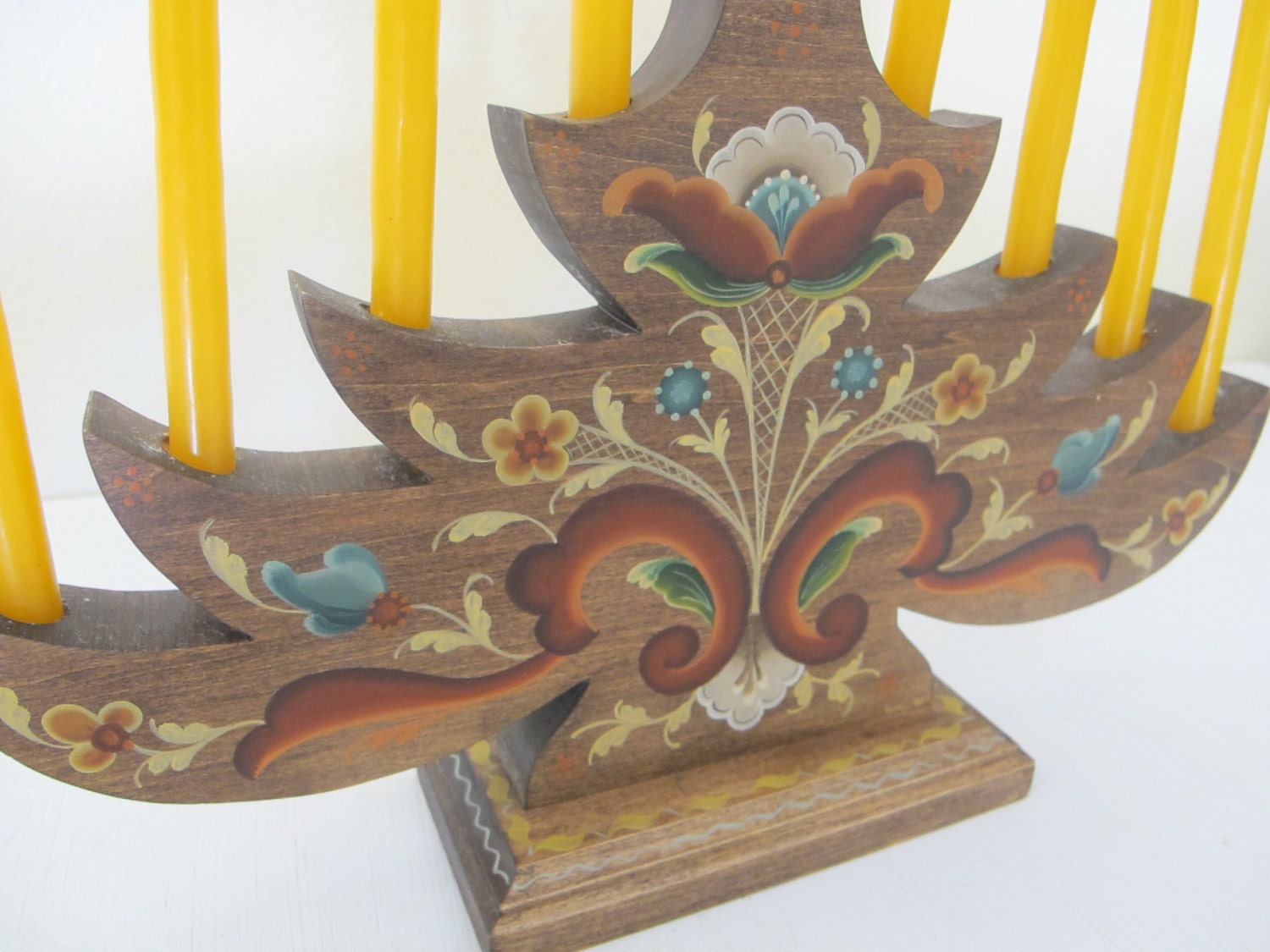 Swedish Christmas Candle Holder God Jul Candelabra Wood