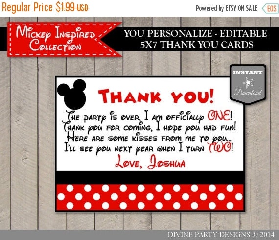 SALE INSTANT DOWNLOAD Editable Mouse 5x7 One by DivinePartyDesign