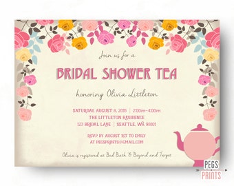 Nautical Bridal Shower Invitation Printable Pink and by PegsPrints