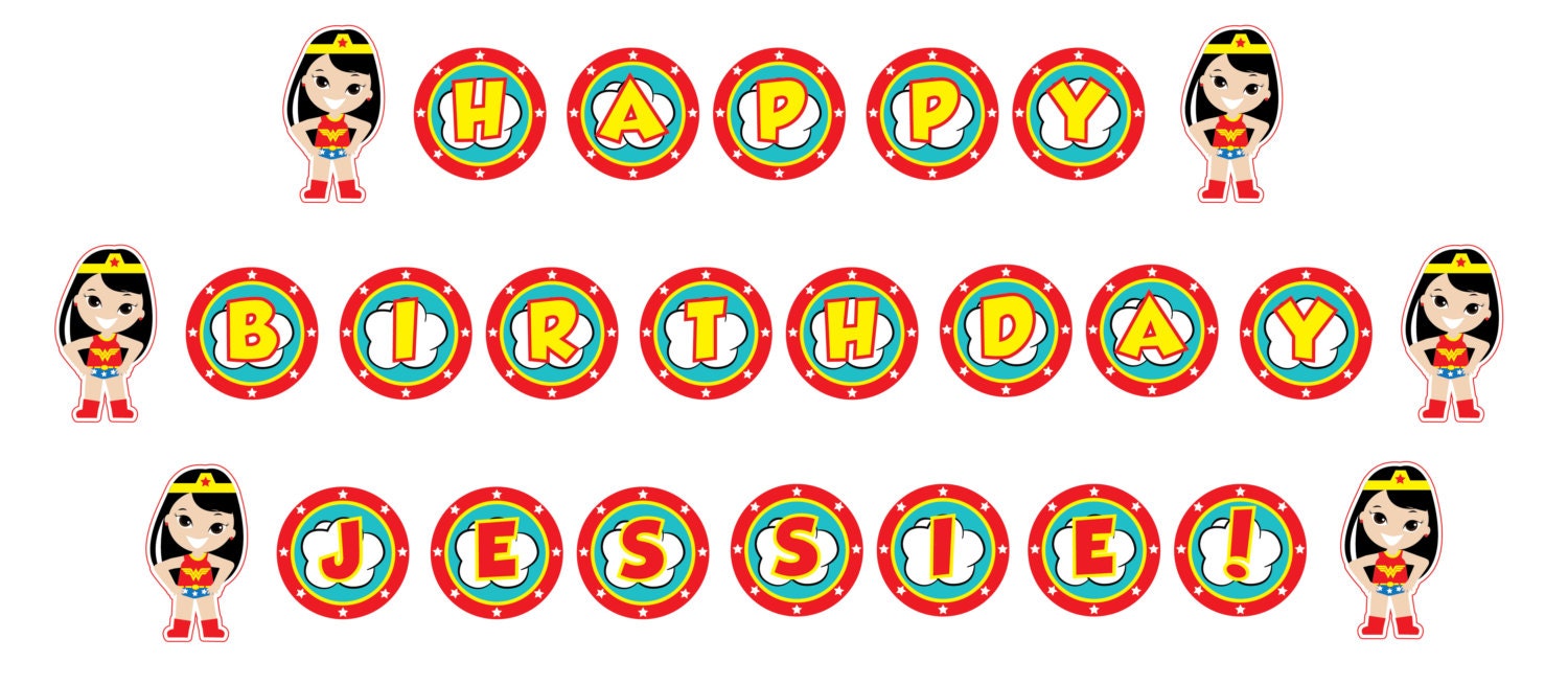 Wonder Woman Party Wonder Woman Birthday Banner Printable