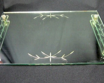 Mirrored Vanity Dresser Tray Perfume Bottle Cosmetic Display Toiletries