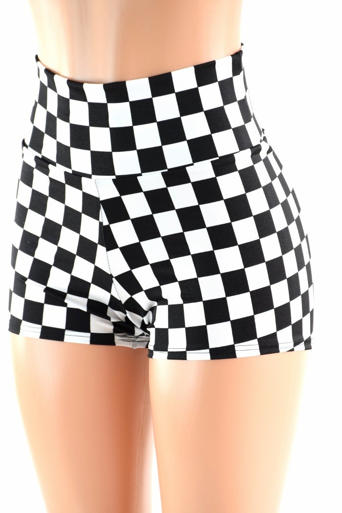 black and white checked shorts