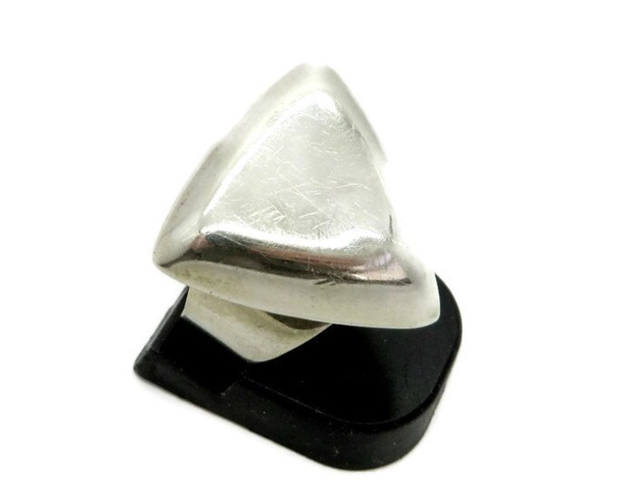 Statement Ring - Vintage Sterling Silver Triangle Ring, Wide Band Ring, Size 7, Gift for Her
