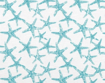 Blue and White Starfish Fabric, Premier Prints Sea Friends Coastal Blue, Beach Decor Fabric, Coastal Fabric - By the yard - SHIPS FAST