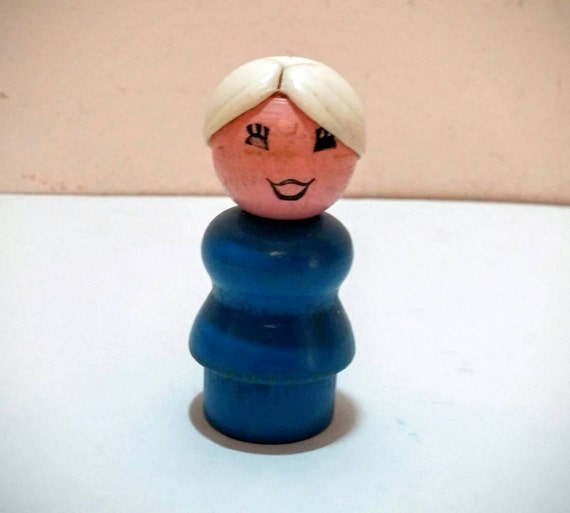 1960's Fisher Price Little People doll wooden granny by CutieMart
