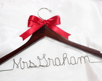 Wedding dress hanger, personalized hanger, bride hanger, bridal party hangers, wire hangers, bridal party gifts, hanger, bridesmaid hangers