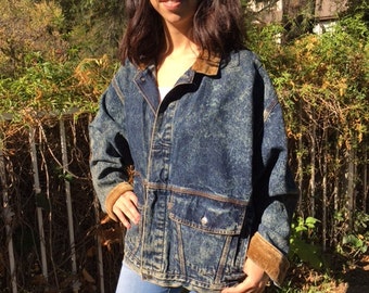 Levi's denim jacket, large, Jean jacket, corduroy collar cuffs
