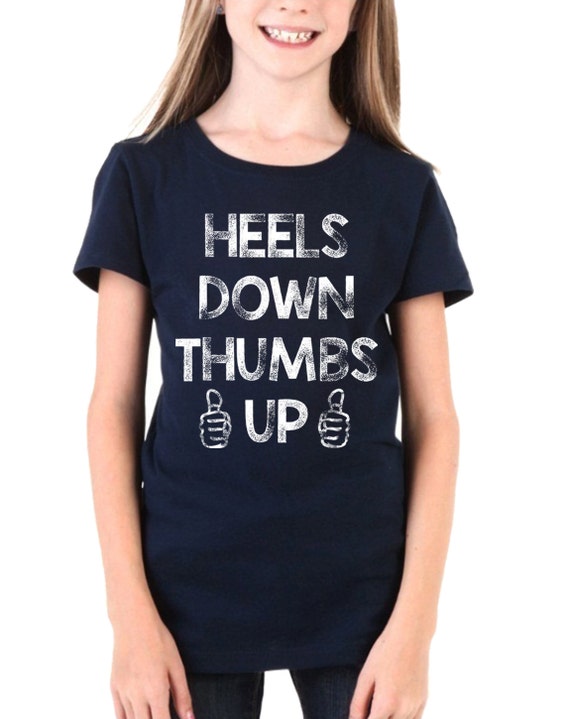 Heels Down Thumbs Up Kids Riding Shirt Navy Blue Girls Horse